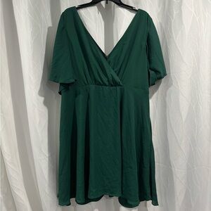 SHEIN Emerald Dress with Flutter Sleeves